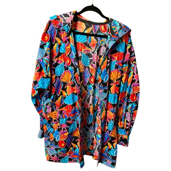 One-of-a-Kind Seashell Print Hooded Jacket/Top - Multicolor, handmade - Picture 3 of 6